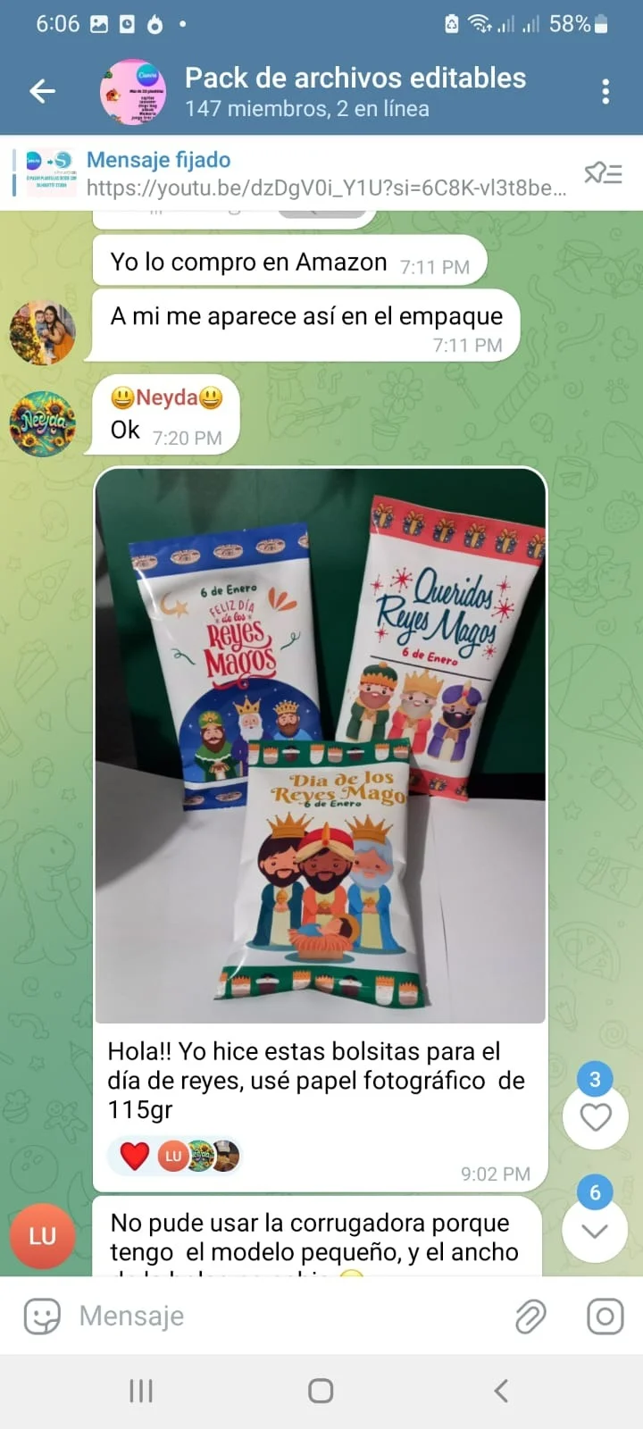 Mensaje compartido por una compradora